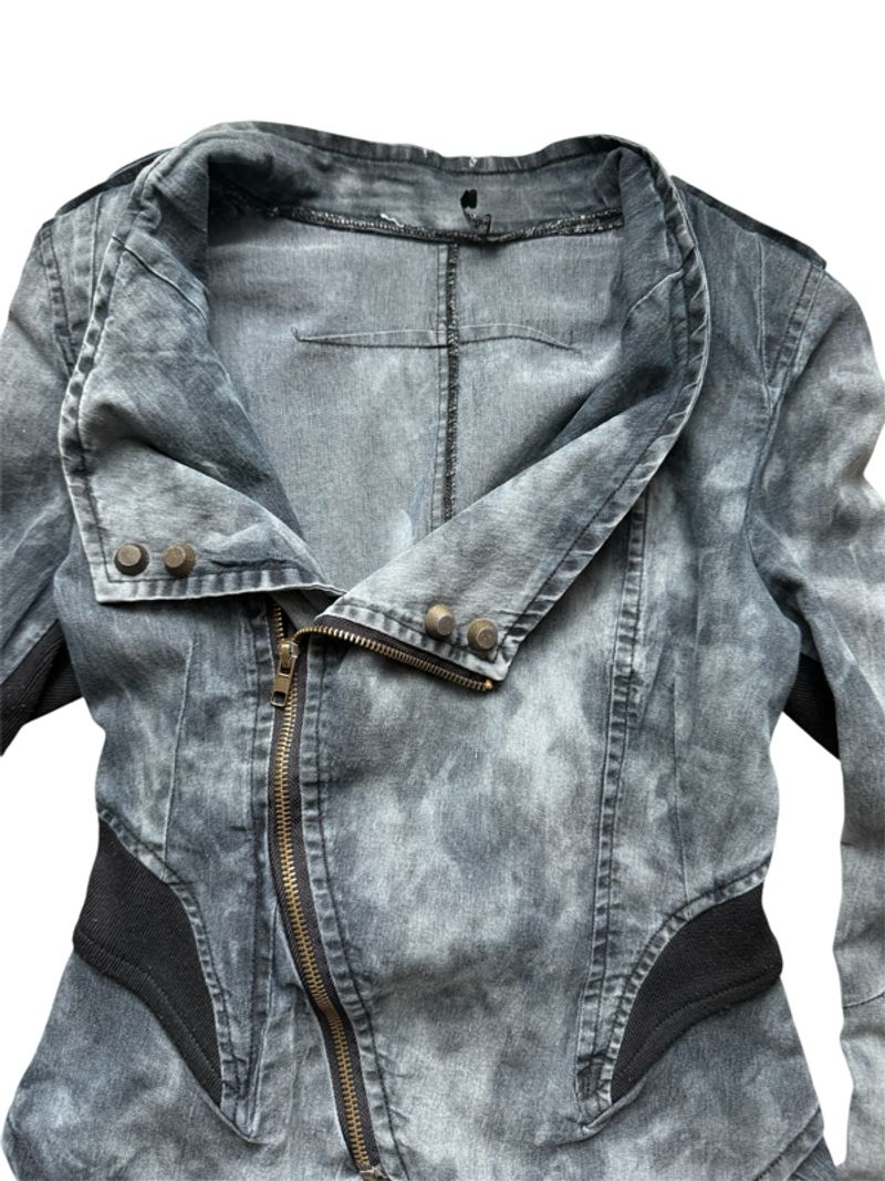 Faded washed asymmetrical reworked jacket, foto 2