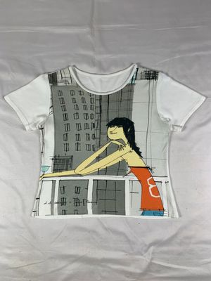 Balcony Girl Art White Tee (M)