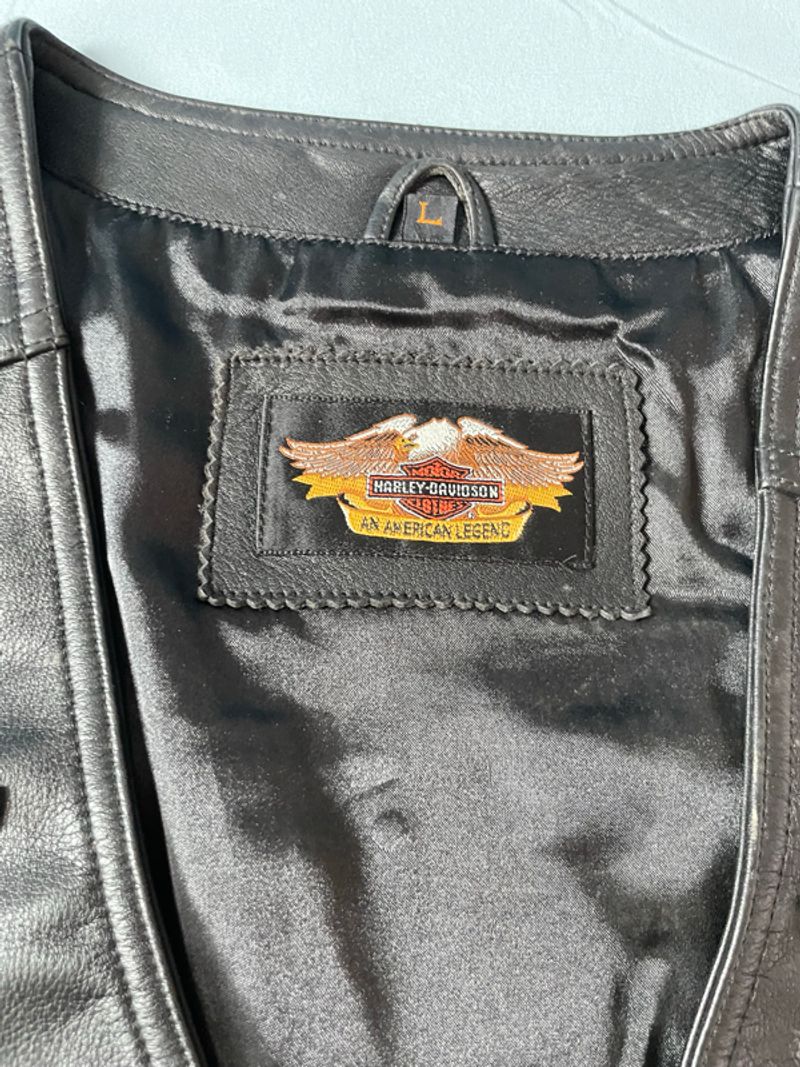 harley davidson original leather vest, foto 3