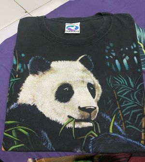 Kaos vintage hewan liquid blue panda depan belakang cr 1999