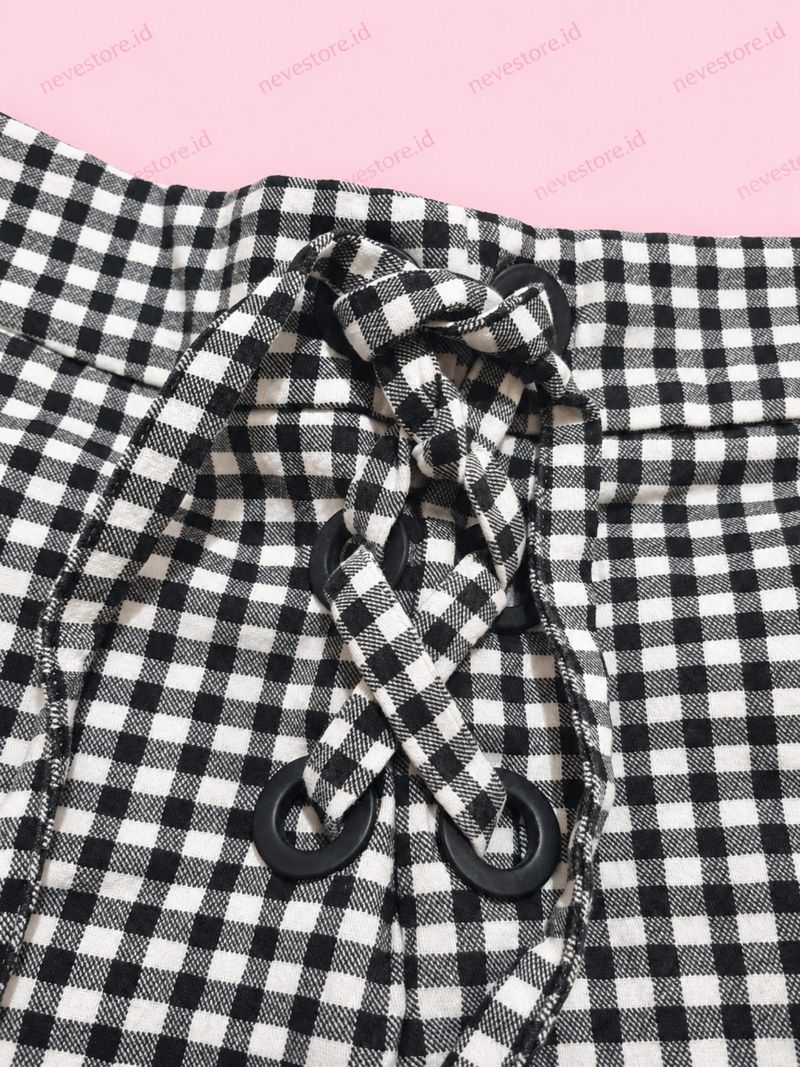 Celana Pendek Hotpant Tres Bien Checkered Shorts, foto 2