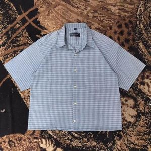 Y2K Minimalist Casual shirt Pria blue