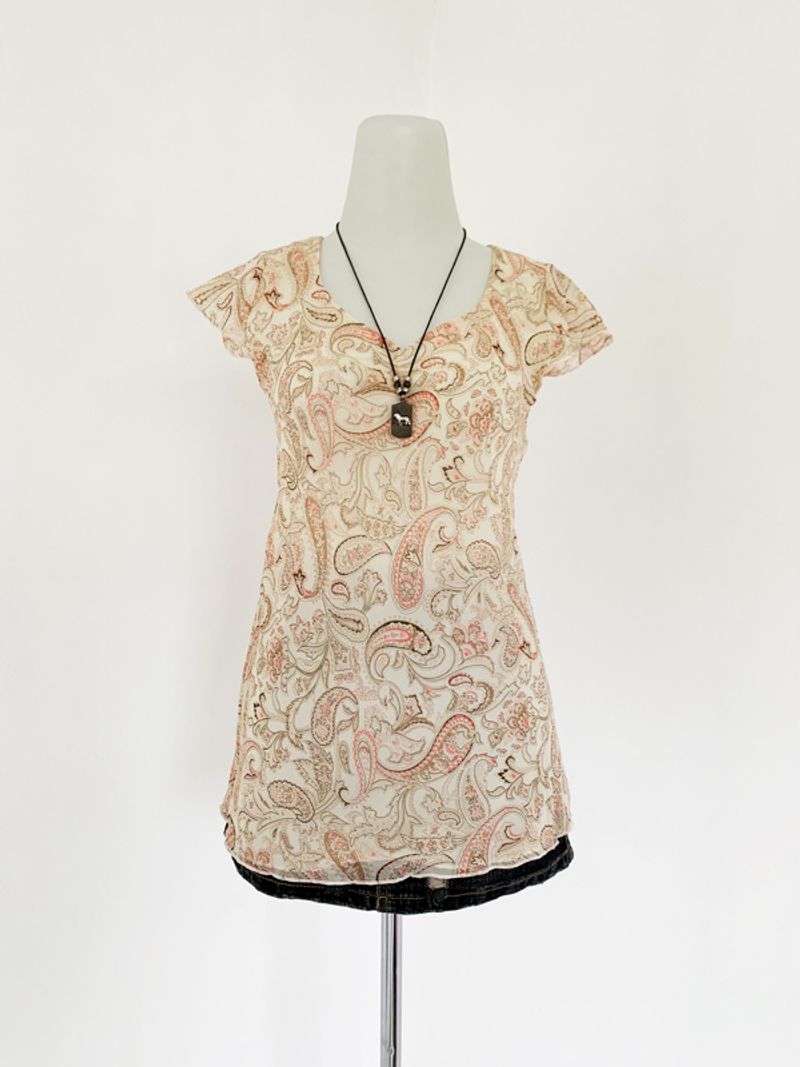 Romantic cream paisley top, foto 2