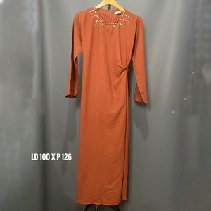 gamis dress teracota model mewah