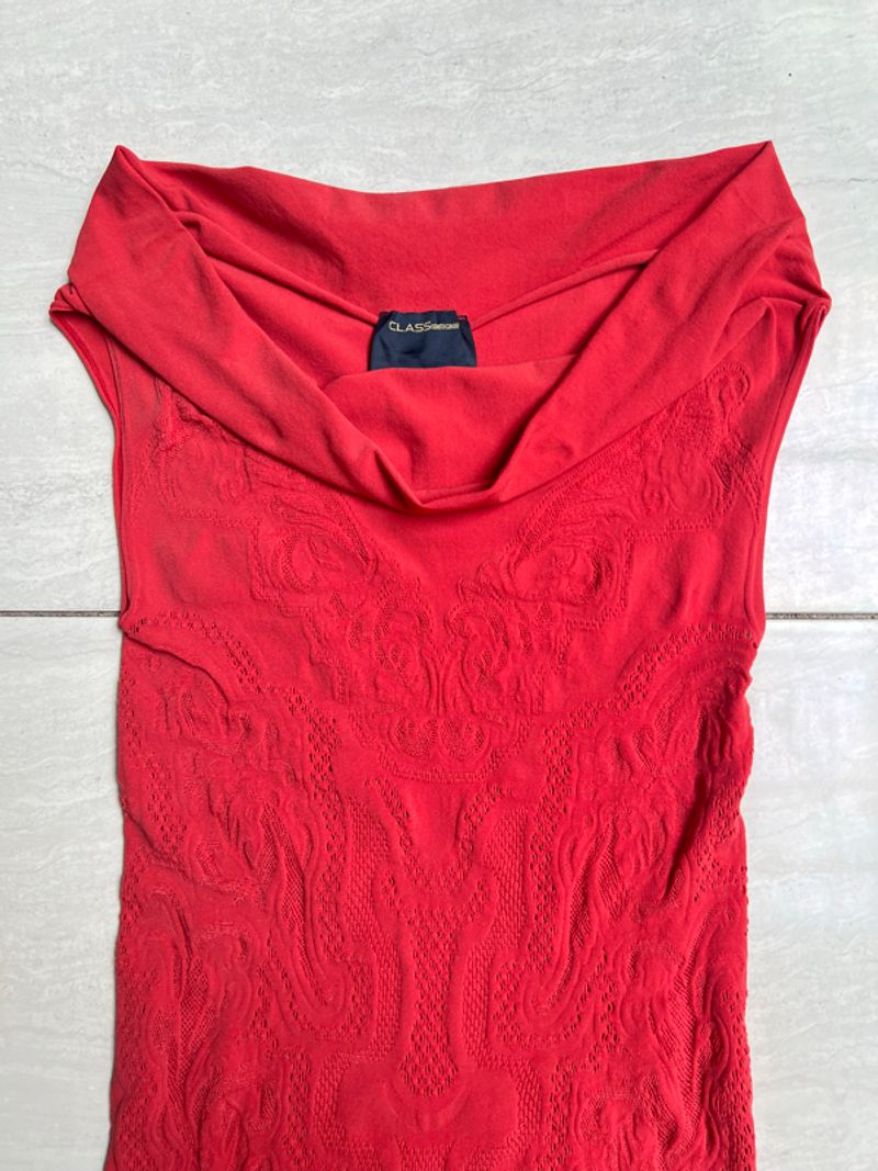 Class Roberto Cavalli Red Webmesh Midi Dress, foto 6