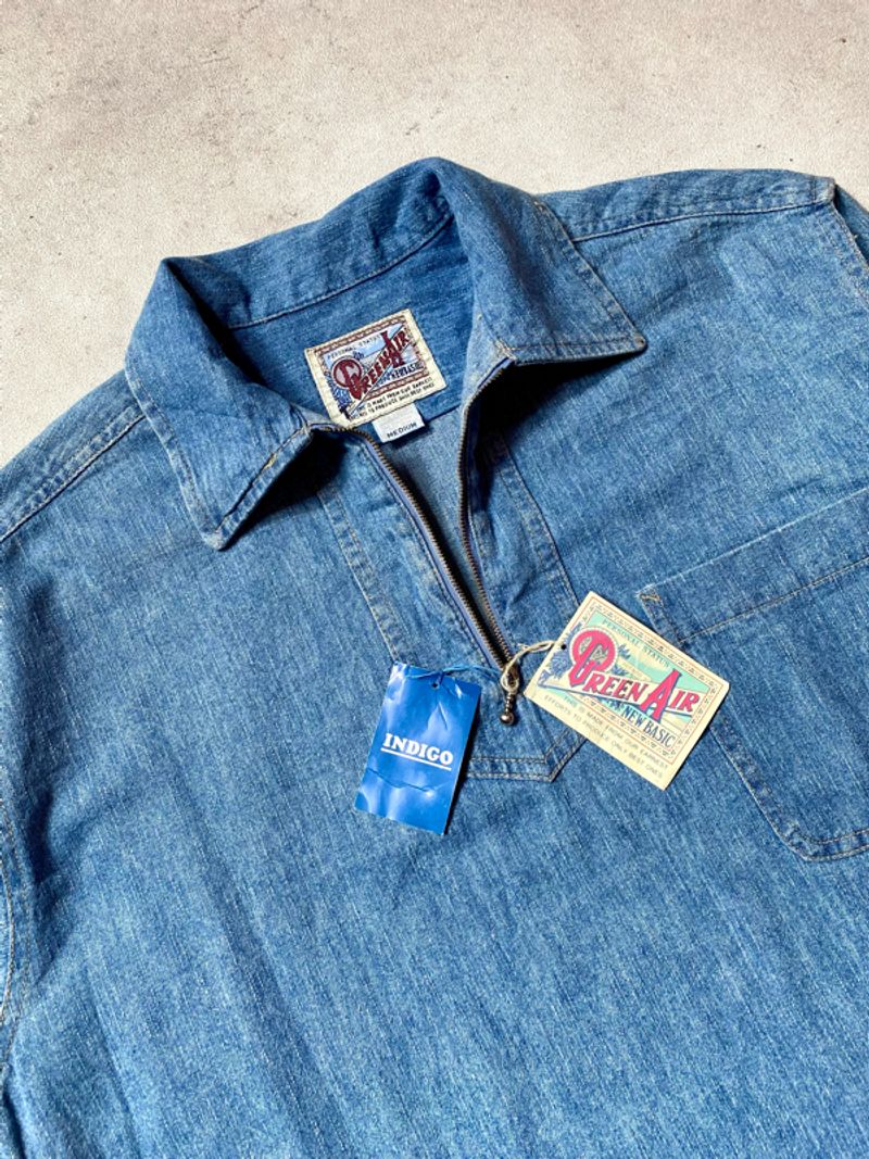 GREEN AIR🇯🇵 HALF ZIP L/S DENIM, foto 4