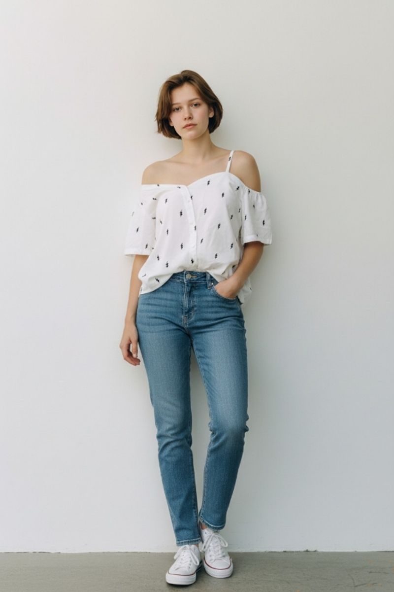off-shoulder printed blouse, foto 2