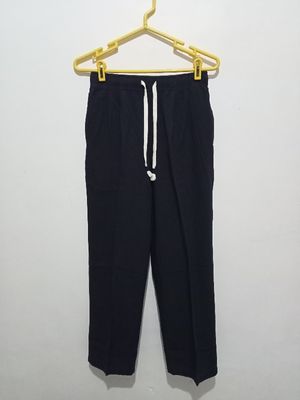 UNIQLO Linen blend easy pants warna navy