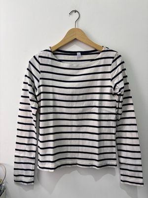 Uniqlo long slave salur navy white M