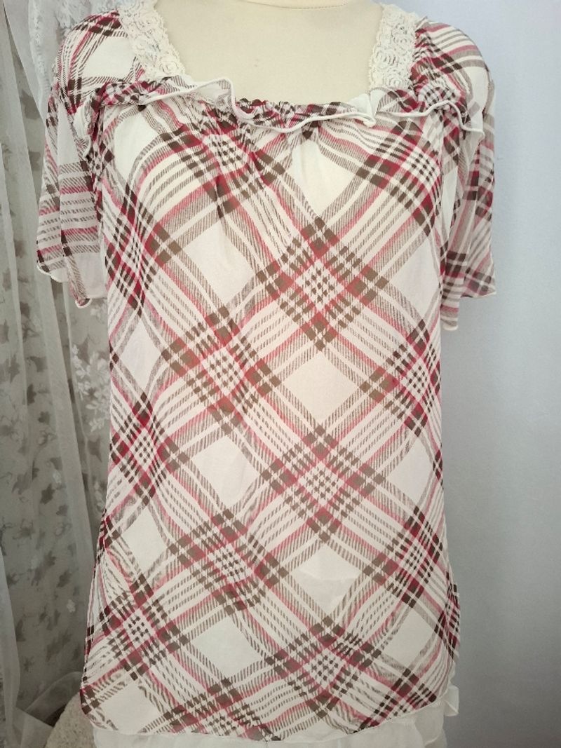 Sheer plaid top, foto 2