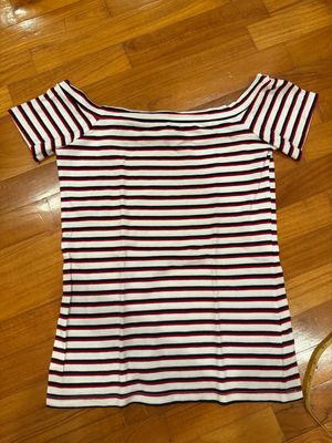 Stripes Sabrina Top