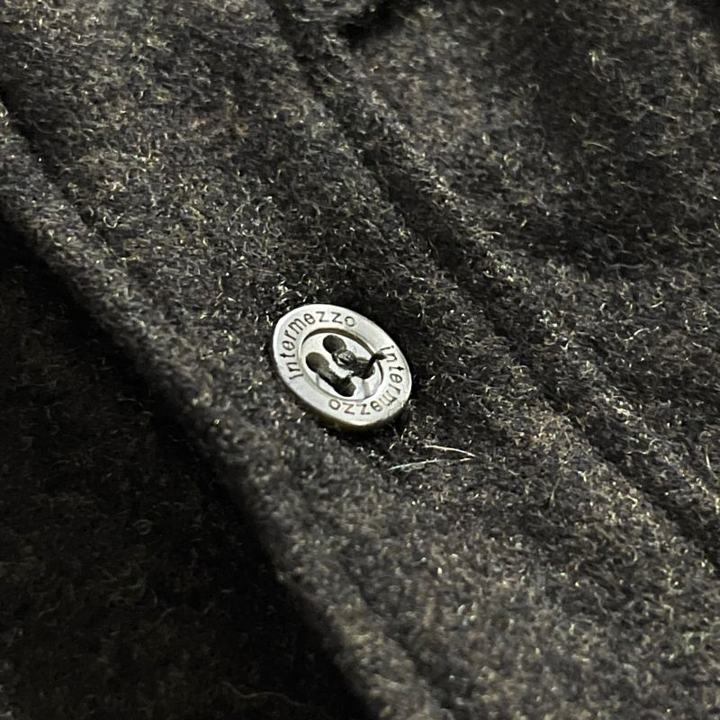 Kemeja Casual INTERMEZZO Wool Charcoal Double Pocket L/S, foto 6