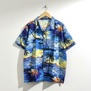 Kemeja Hawaiian Island Pattern Pocket Rayon
