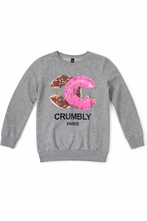 Sweater Anak Perempuan Crumbly Paris Abu-abu Motif Donat