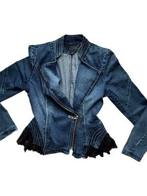 Asymmetrical reworked jeans denim jacket