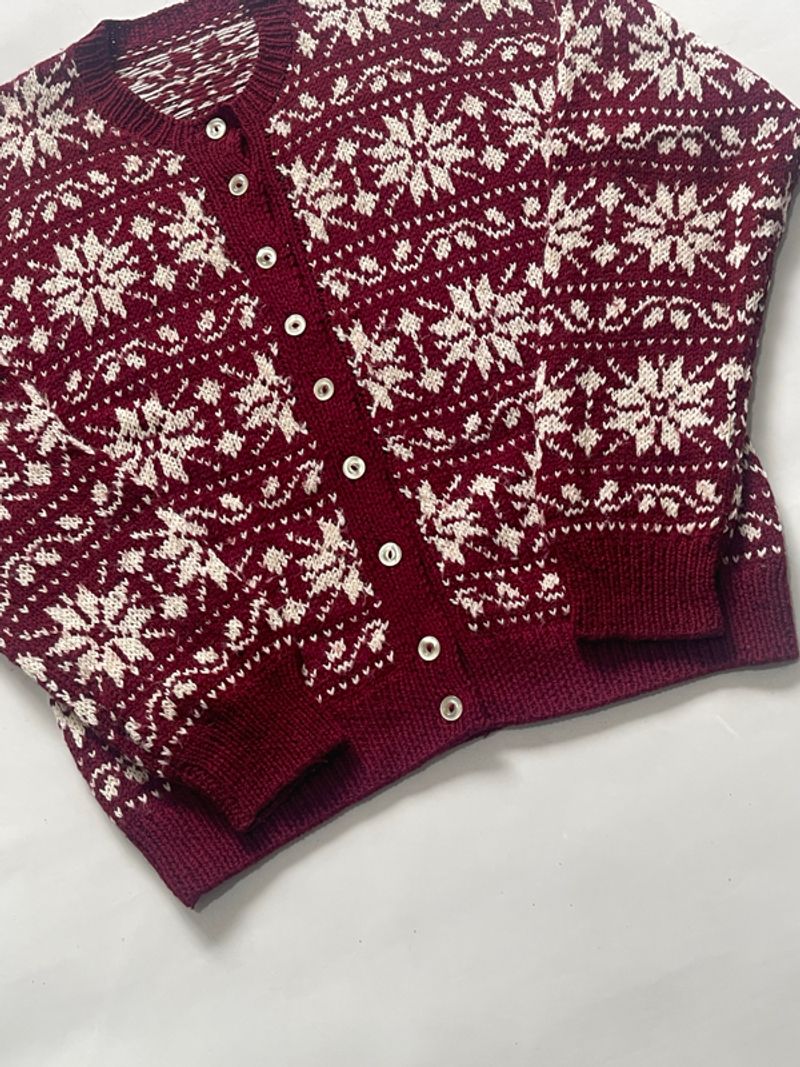 CARDIGAN RAJUT NORDIC MERAH, foto 4
