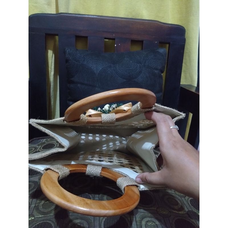 P284 Tas totebag kecil anyaman, foto 4