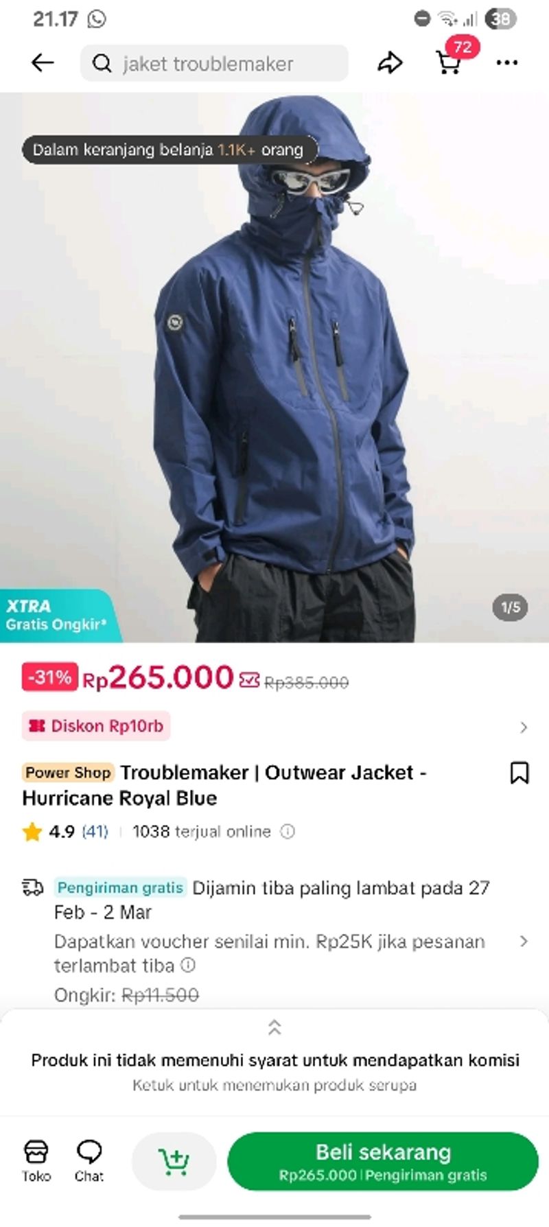 Troublemaker | Outwear Jacket  - Hurricane Royal Blue, foto 4