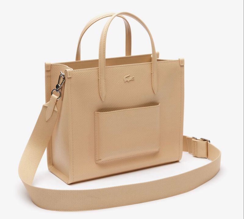 Lacoste Small Chantaco Leather Tote - Beige {ORI}, foto 2