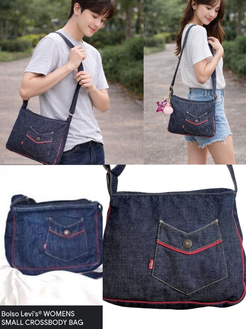 Authentic VINTAGE LEVI'S Denim Red Tab Crossbody Bag, foto 9