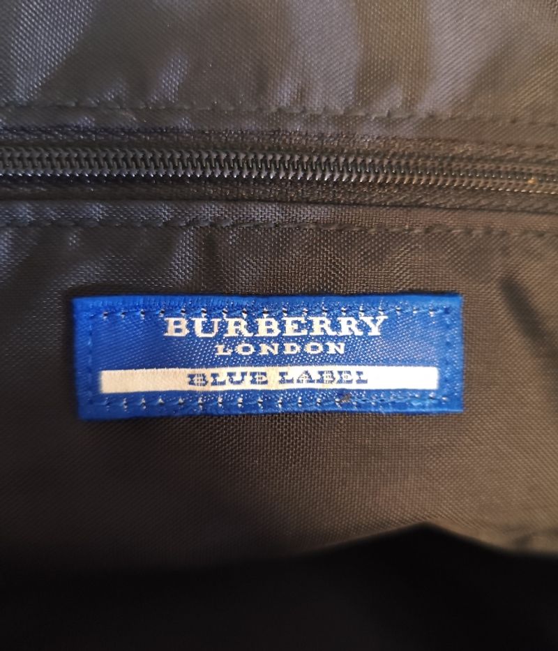 AUTH. BURBERRY NOVA BLUE LABEL NYLON BEIGE  HANDBAG, foto 8