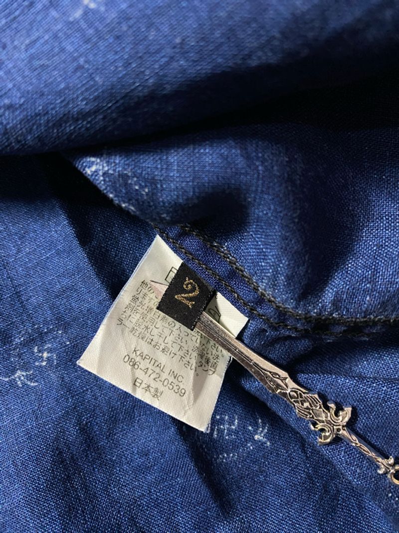 KAPITAL Full Pattern Long Sleeve Linen Shirt Indigo, foto 9