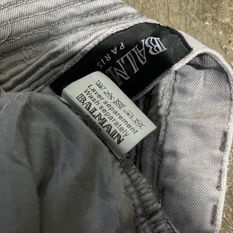 CELANA JEANS BIKERS BALMAIN PARIS SILVER, foto 9