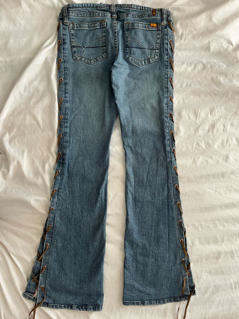 Y2k Lace-up Flare Denim Pants, foto 3