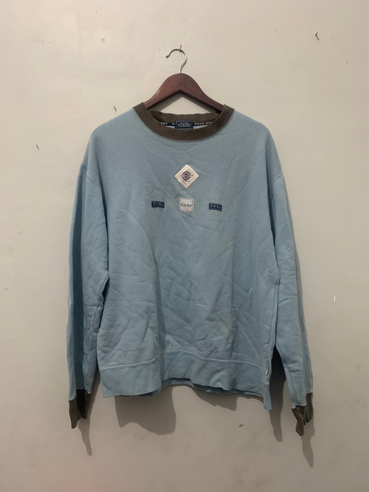 Posh boy patch crewneck biru langit