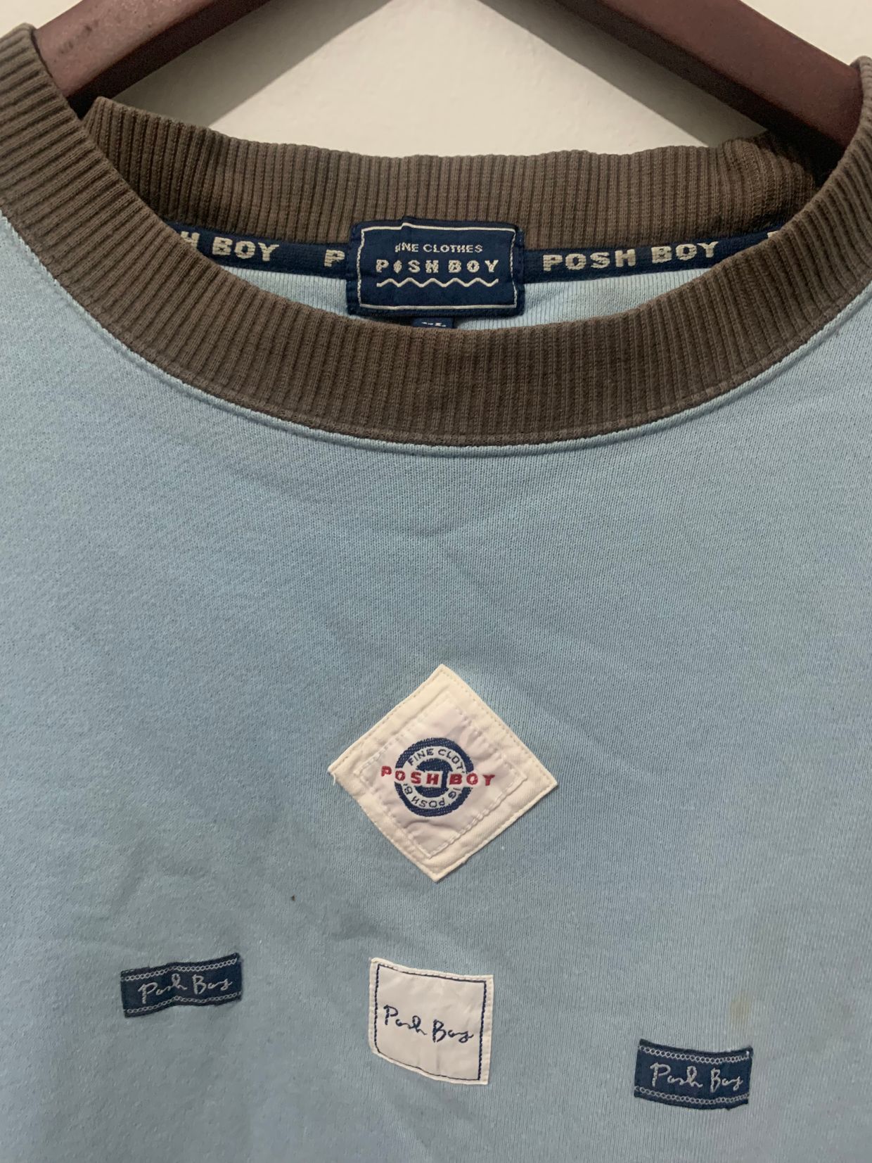 Posh boy patch crewneck biru langit, foto 3