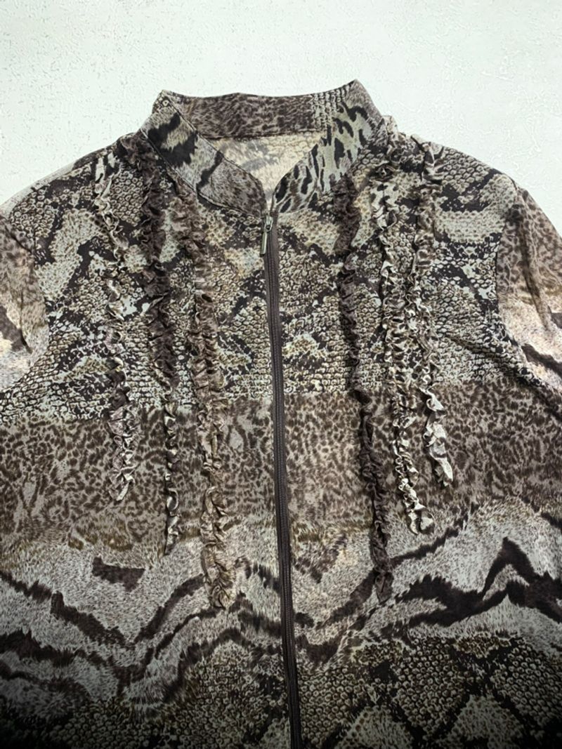 Snake skin pattern zipper mesh top, foto 5