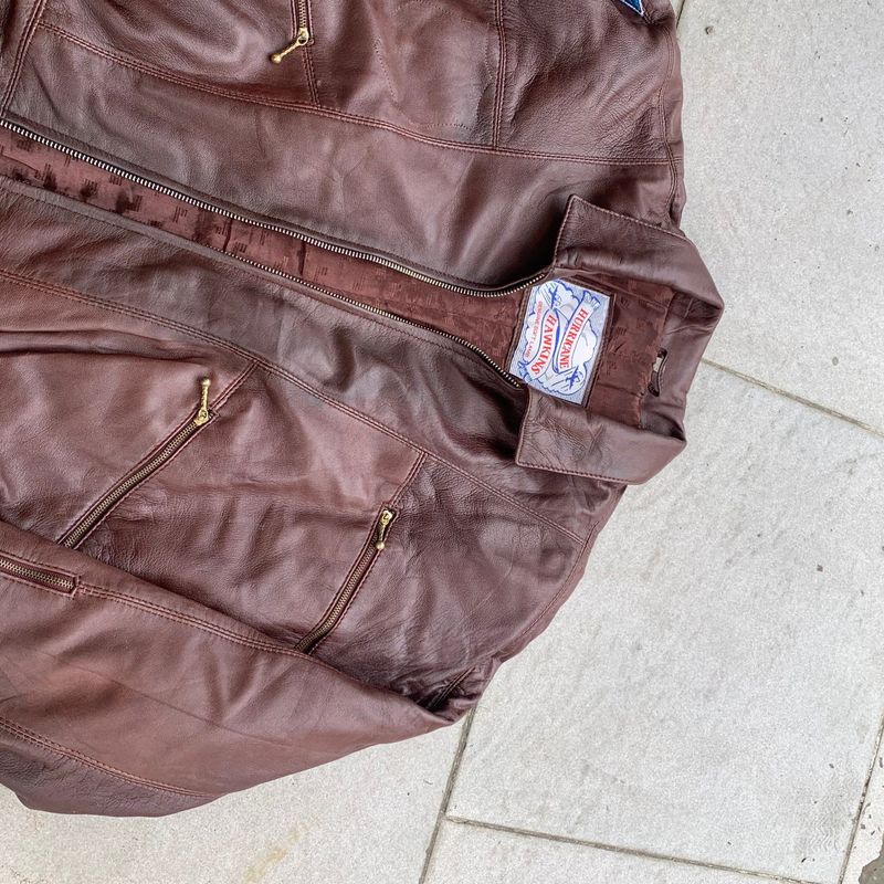 Vintage Casual Leather jacket Pria brown, foto 2