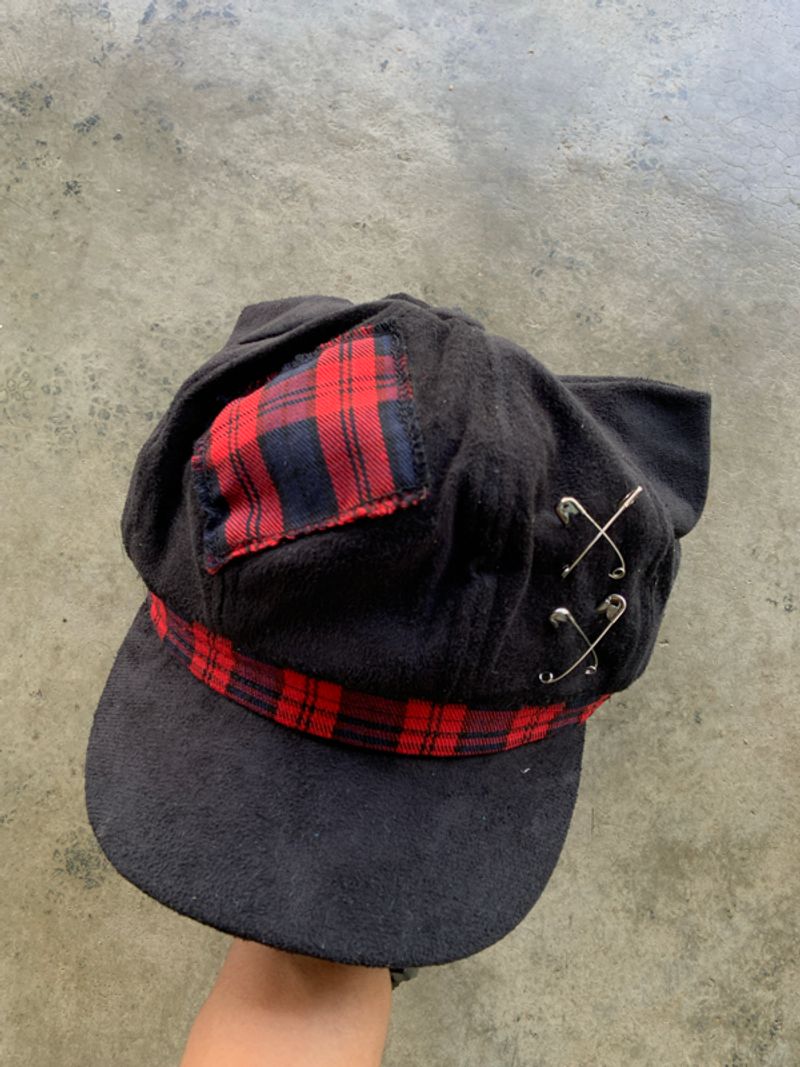 Punk Patchwork Red Plaid Beret Hat, foto 2