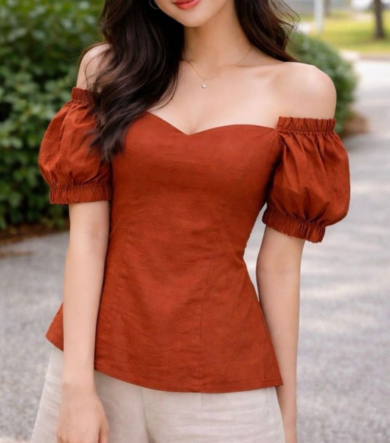 Square Neck Puff Sleeves Top, foto 4