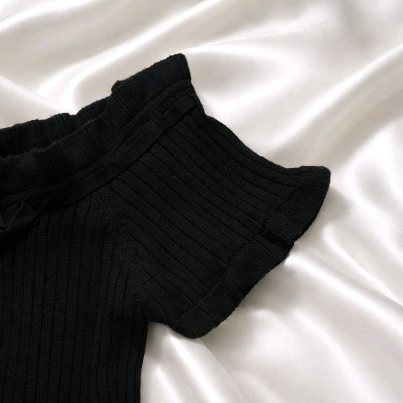 PRELOVED POMELO BLACK KNIT TOP SIZE M, foto 4