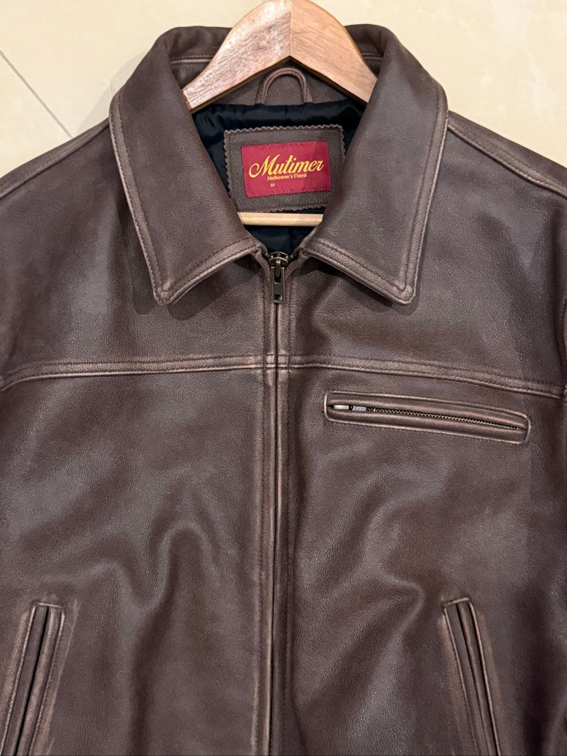 Mutimer Aged Heavy Leather Jacket Size M, foto 2