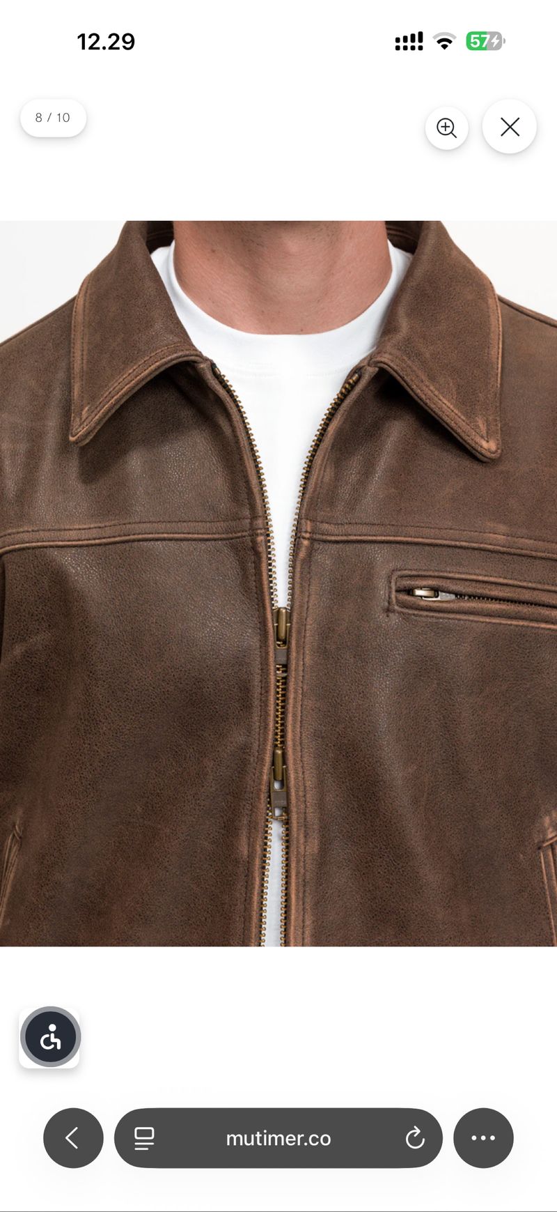 Mutimer Aged Heavy Leather Jacket Size M, foto 4