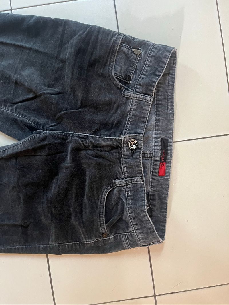 Black velvet denim pants, foto 2