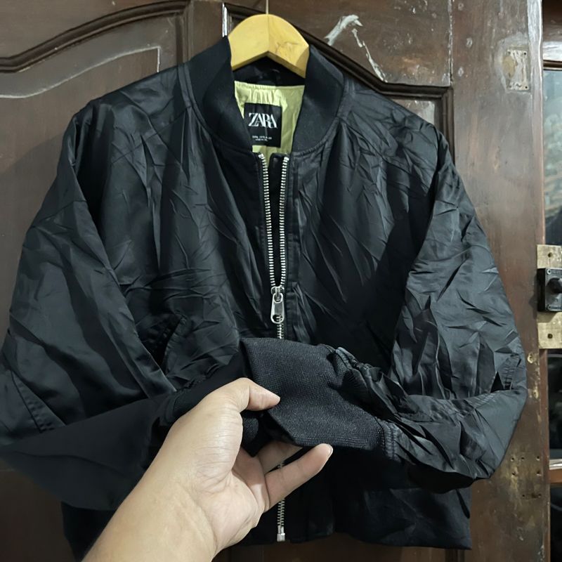 ZARA Blouson Black for her, Cropped Zip Bomber Jacket, foto 4