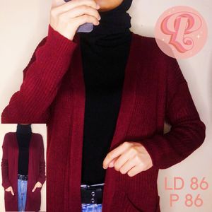 Luxury Minimalist Cardigan Wanita burgundy
