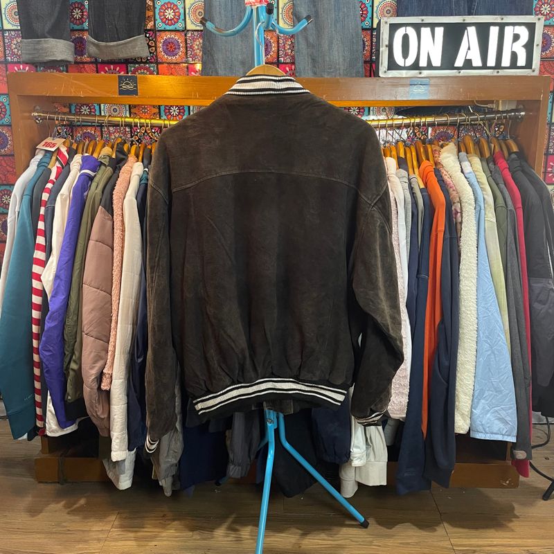 VTG Lacoste Suede Bomber Jacket Tartan Lining, foto 6