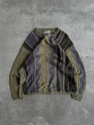Tree Cafe knitwear vintage 3D pattern grandpa sweater