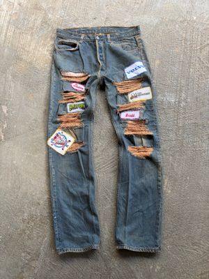 Levis 501 ripped patchwork jeans