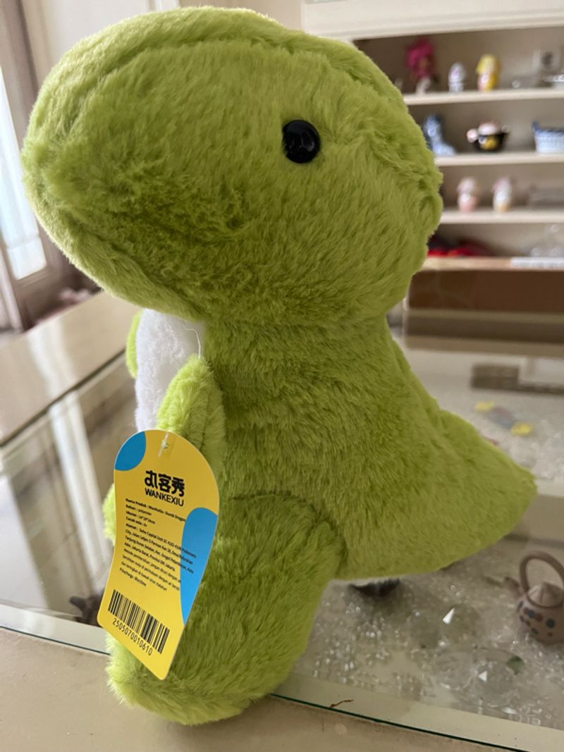 Boneka dinosaurus hijau 24cm, foto 3