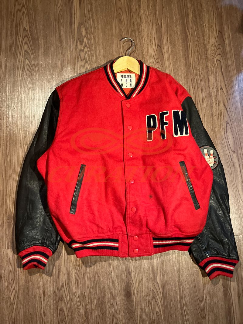 PERSON'S FOR MEN Mix Wool Leather Varsity Jacket, foto 3