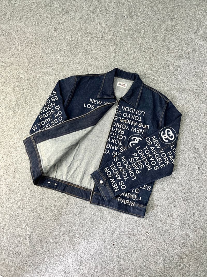 STUSSY ZIP WORK DENIM CITY LINK JACKET - Preloved