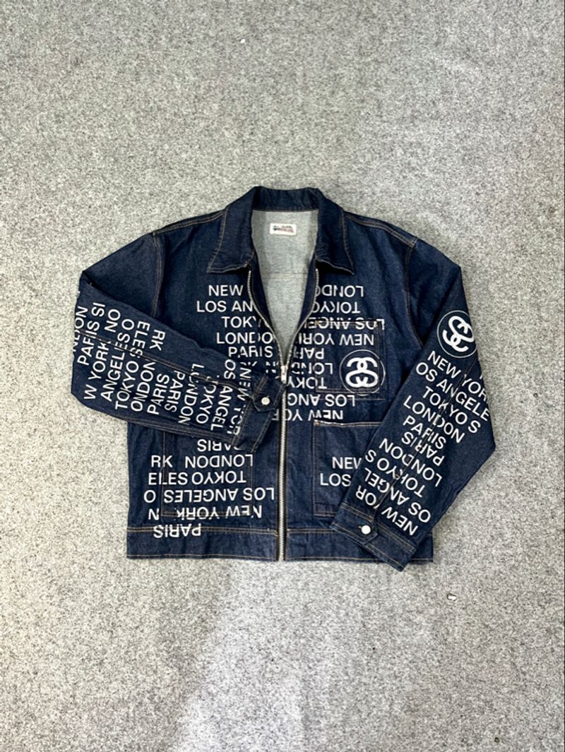 STUSSY ZIP WORK DENIM CITY LINK JACKET - Preloved