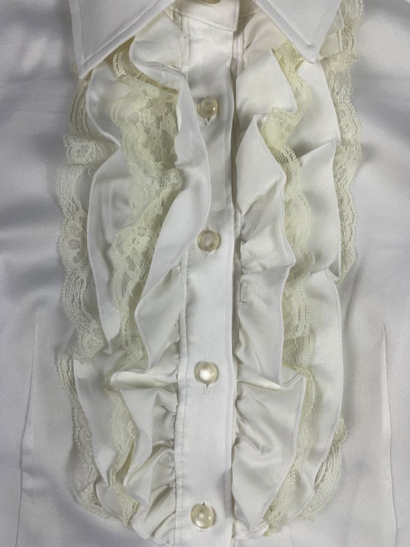 Luccia White Ruffle Trim Blouse (M), foto 4