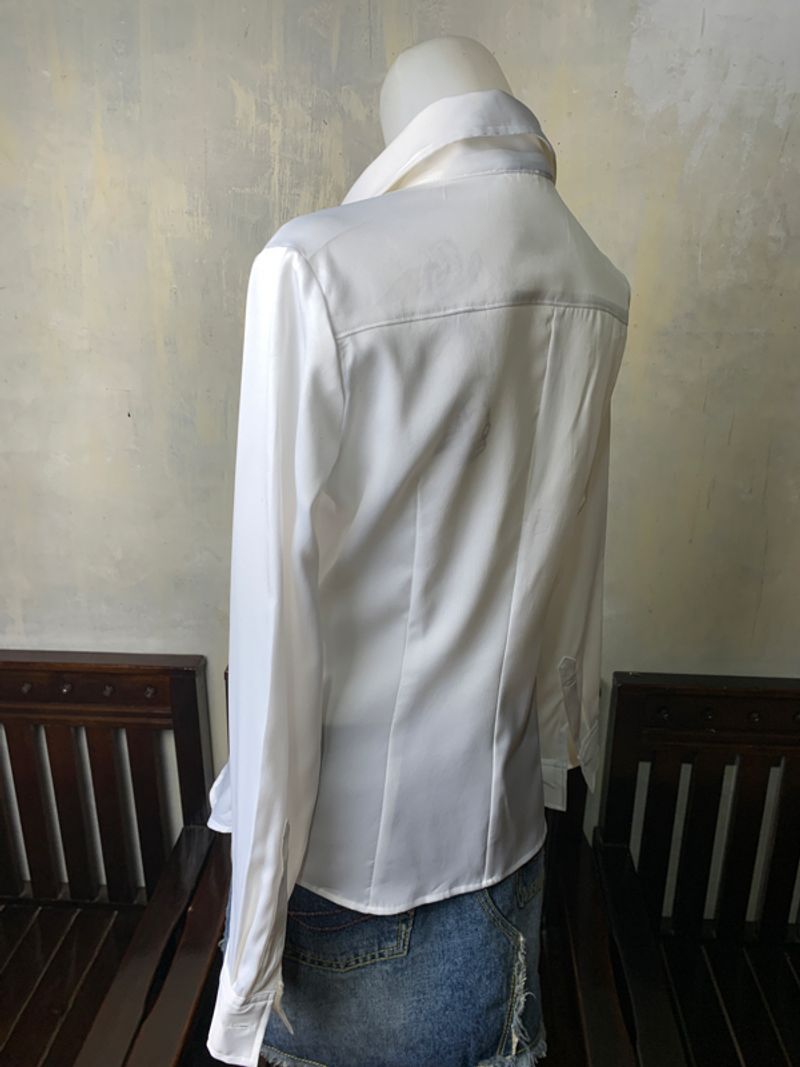 Luccia White Ruffle Trim Blouse (M), foto 3