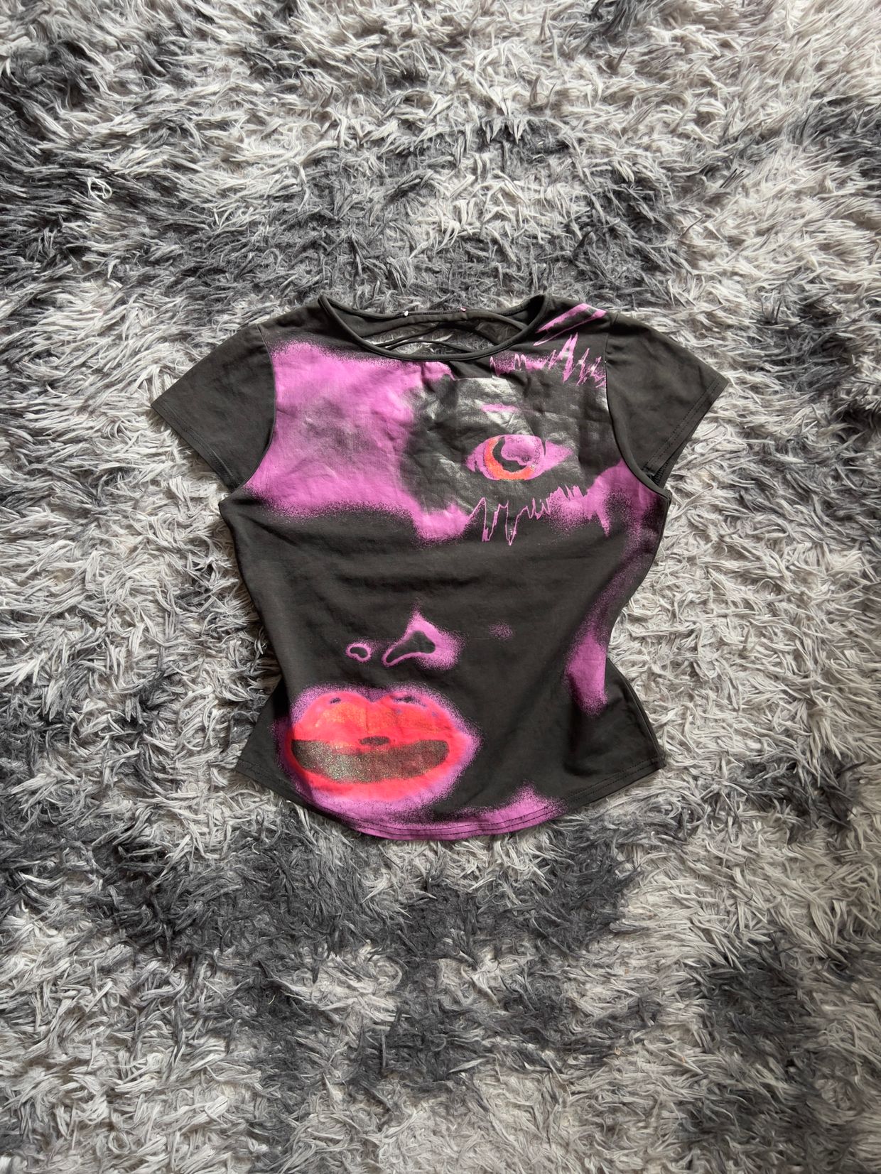 VINTAGE Y2K FACE PRINTED GRUNGE TOP